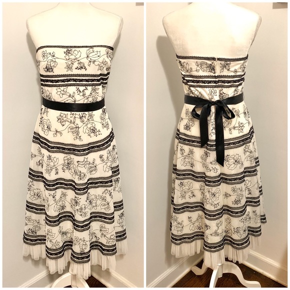 BCBGMaxAzria beaded floral strapless dress 12 - Picture 1 of 7